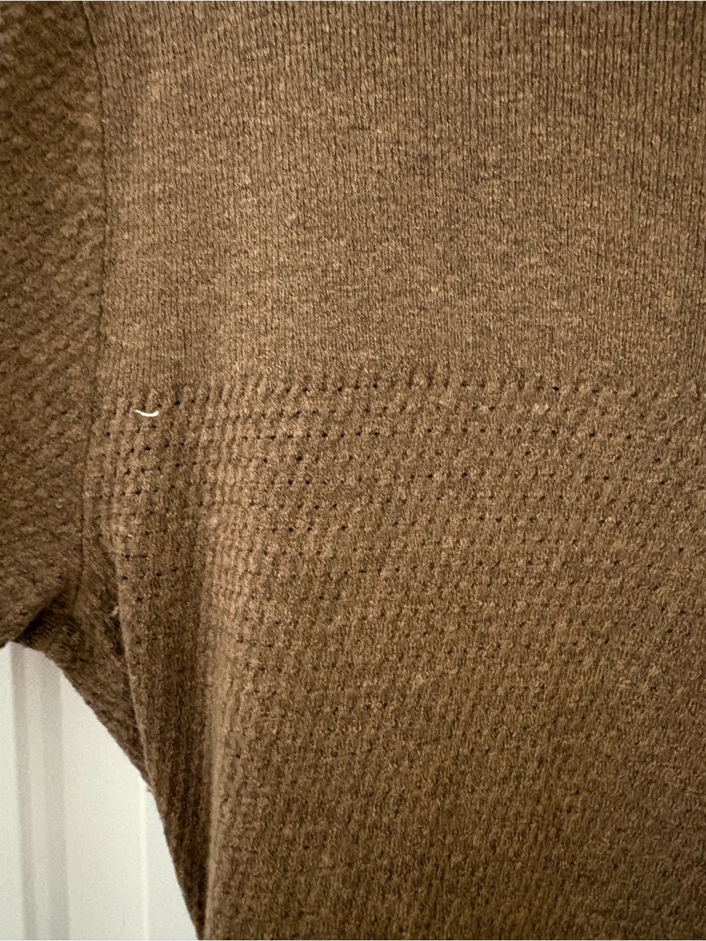 prAna Bryce Bluff Dress S Small Dark Camel Brown V-Neck Faux Wrap Sweater Knit - Picture 7 of 11